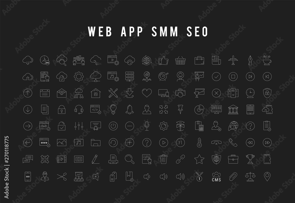 Wall mural set vector flat line icons seo and web design