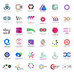 Abstract Logo Icons Set - Isolated On White Background - Vector Illustration. Collection Of Flat Icon, Logo Template, Business Sign, Website, Medical Symbol And Element Design. Abstract Modern Concept