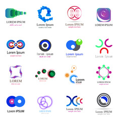 Abstract Logo Icons Set - Isolated On White Background - Vector Illustration. Collection Of Flat Icon, Logo Template, Business Sign, Website, Medical Symbol And Element Design. Abstract Modern Concept