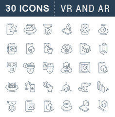 Set Vector Line Icons of VR and AR