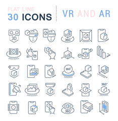 Set Vector Line Icons of VR and AR