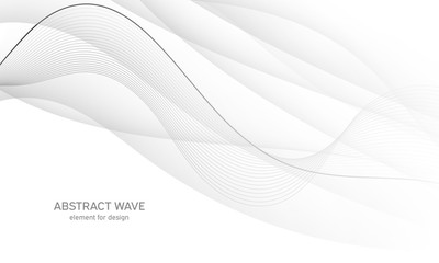 Abstract white background with smooth gray lines, waves. Modern and fashion. Gradient geometric. Vector illustration.