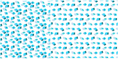 A set of seamless patterns with medical elements - bandage and cotton. Packed in blue. Endless background with pharmacy objects. For registration of magazines, flyers, booklets. Vector illustration