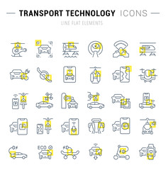 Fototapeta na wymiar Set Vector Line Icons of Transport Technology