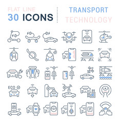 Set Vector Line Icons of Transport Technology
