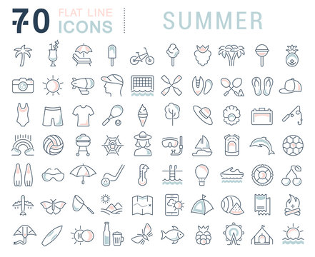 Set Vector Line Icons of Summer © M.Style