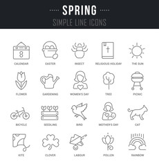 Set Vector Line Icons of Spring