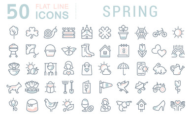 Set Vector Line Icons of Spring