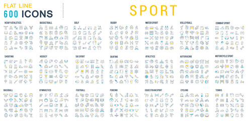 Set Linear Icons of Sport. - obrazy, fototapety, plakaty