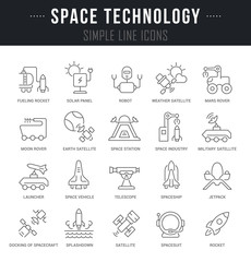 Set Vector Line Icons of Space Technology