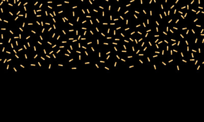 Celebration. Vector gold serpentine and confetti on black background.