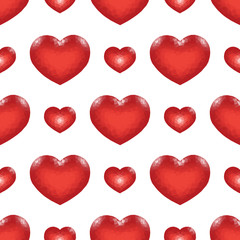 Seamless Pattern with Red Low Poly Heart