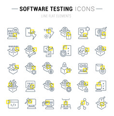 Fototapeta na wymiar Set Vector Line Icons of Software Testing