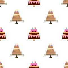 Seamless Pattern with colorful sweet cakes