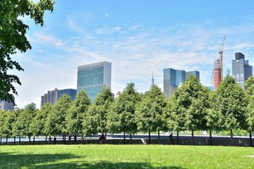 Obraz premium Wyspa Roosevelta, na tle Manhattanu, Manhattan - USA
