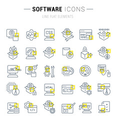 Fototapeta na wymiar Set Vector Line Icons of Software