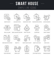 Set Vector Line Icons of Smart House