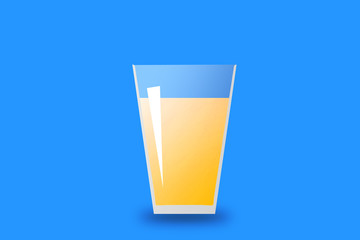 Illustration of orange juice in a glass cup.   グラスに入ったオレンジジュースのイラスト