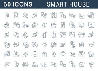 Fototapeta na wymiar Set Vector Line Icons of Smart House