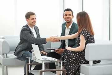 meeting of business partners in the business center