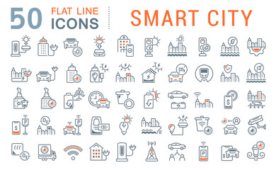 Set Vector Line Icons of Smart City