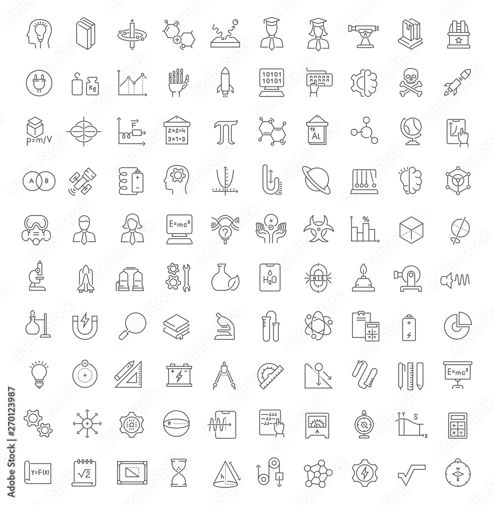 Wall mural set vector line icons of science
