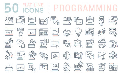 Set Vector Line Icons of Programming