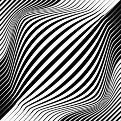 Abstract black wavy stripes vector background for prints, posters and banners