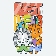 Naklejka premium Cute cartoon animal. Vector clip art illustration for children design, cards, prints, coloring books
