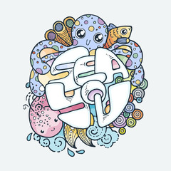 Cute cartoon animal. Vector clip art illustration for children design, cards, prints, coloring books