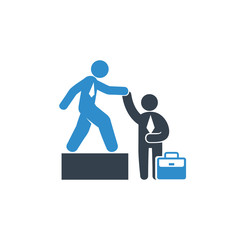 business man helping his colleague for teamwork concept icon on white background