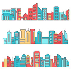 architecture skyscraper skyline vector set