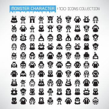 cute monster avatar character icons vector illustration