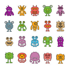 Obraz premium cute monster cartoon icons, color design