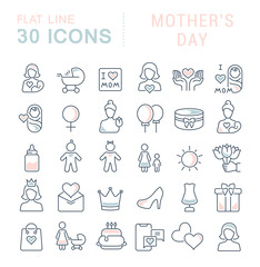 Set Vector Line Icons of Mother's Day