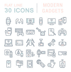 Set Vector Line Icons of Modern Gadgets