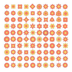 gear and cogwheel icons set, orange and yellow color theme