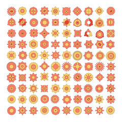 gear and cogwheel icons set, orange and yellow color theme