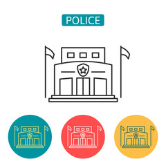 Police station building outline icons set.