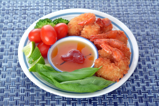 Coconut Fried Shrimp On Dish