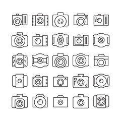 camera icons set, line design