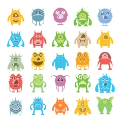 Fotobehang kleurrijke monster karakter iconen © bigpa