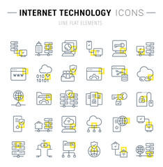 Fototapeta na wymiar Set Vector Line Icons of Internet Technology