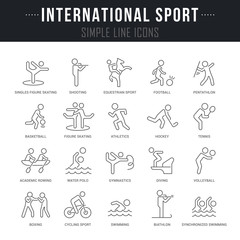 Set Vector Line Icons of International Sport