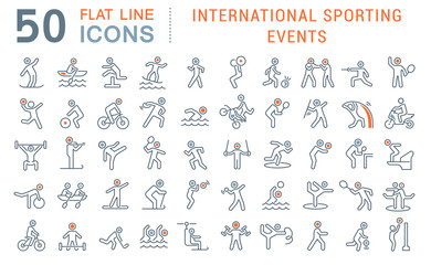 Set Vector Line Icons of International Sporting Events