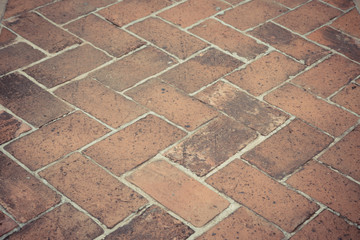 Old vintage red brick floor