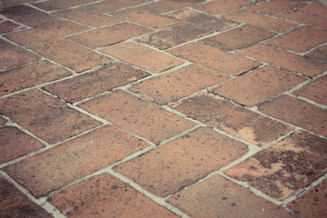Old vintage red brick floor