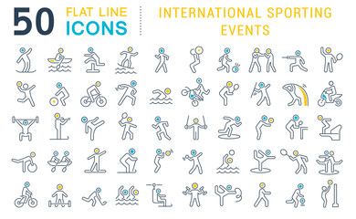 Set Vector Line Icons of International Sporting Events