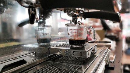 black coffee morning on coffee maker