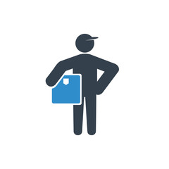 delivery service man icon on white background
